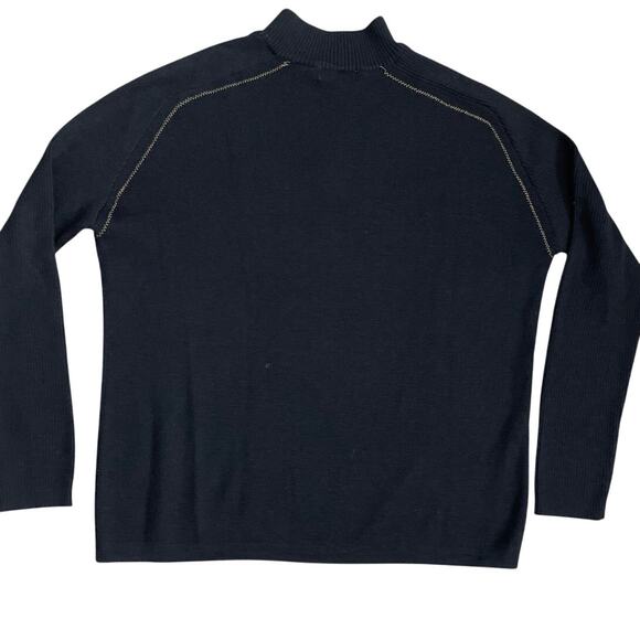 Wilke-Rodriguez Wool Blend Quarter Zip Soft Black Sweater Size Large - Picture 2 of 10